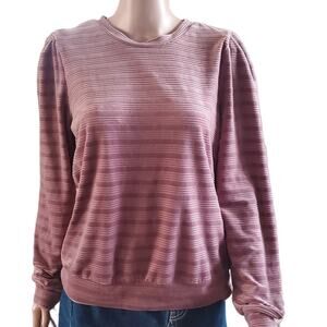 Heartloom Revolve Sz L Somi Striped Velvet Long Sleeve Blouse